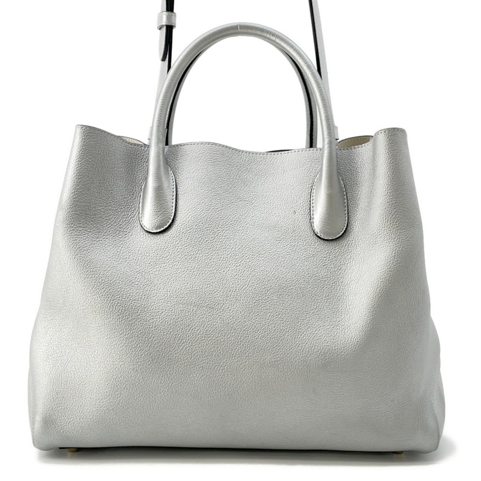 Dior Handbag Christian Shoulder Bag 3 Leather Silver