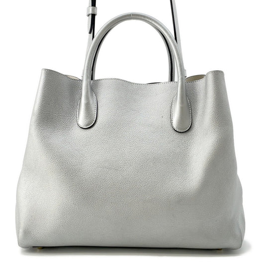 Dior Handbag Christian Shoulder Bag 3 Leather Silver