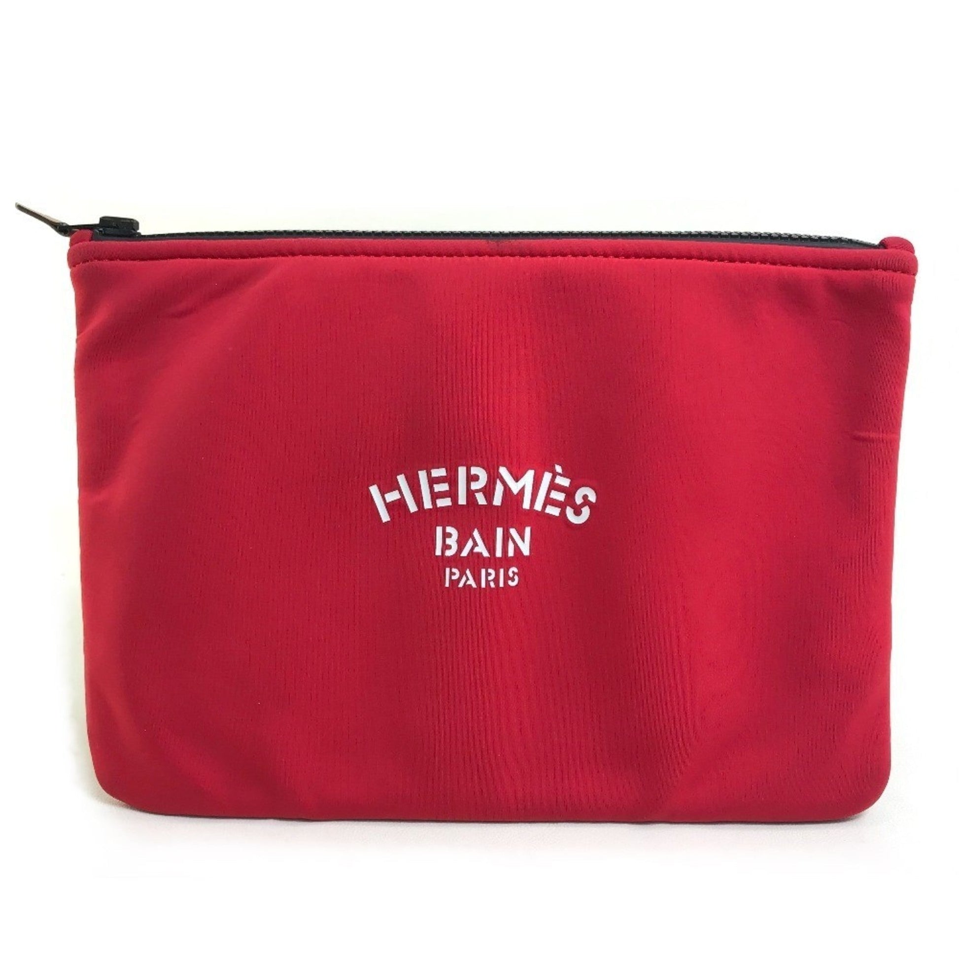 Hermes Color Polyamide Clutch Bag Pouch Red