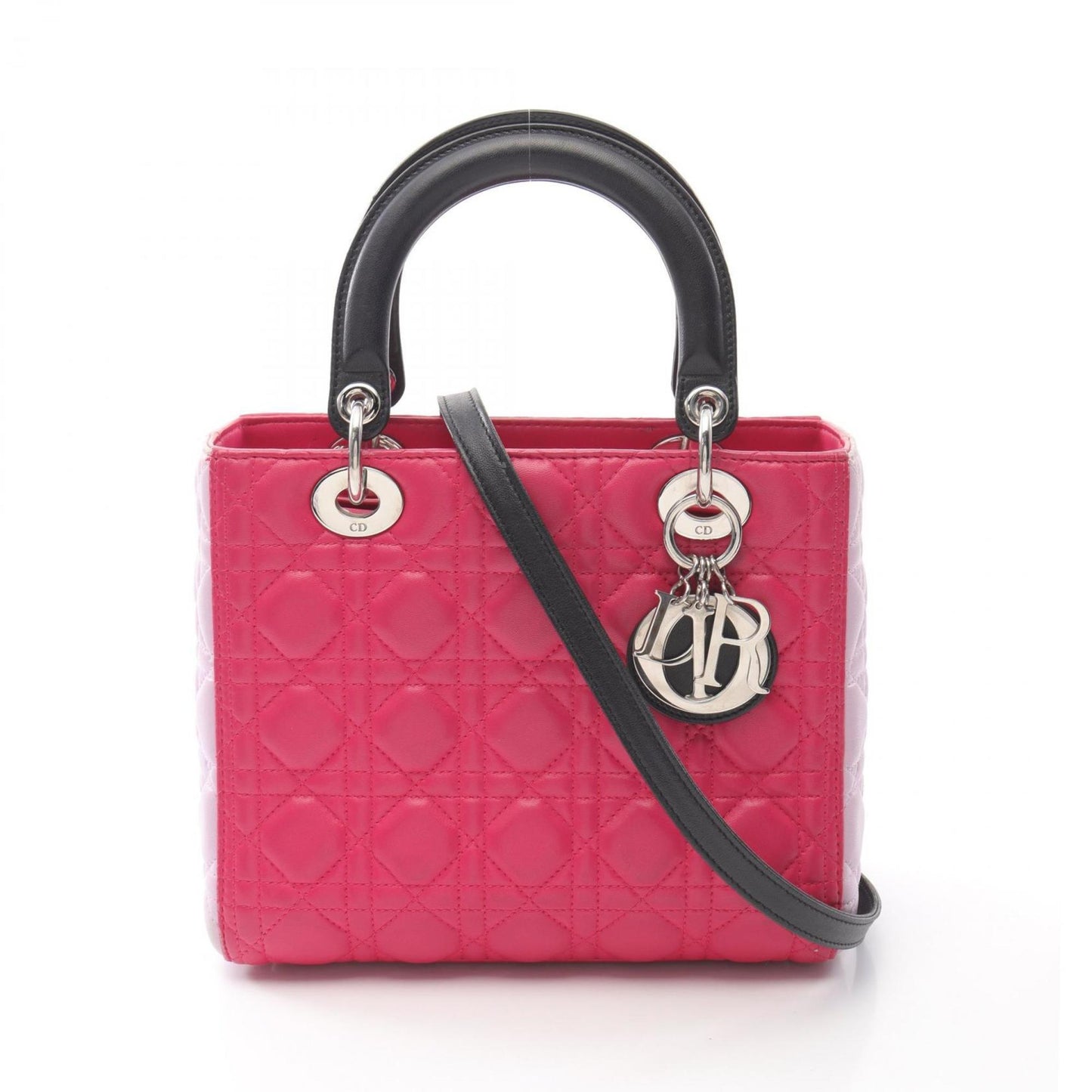 Dior Handbag Christian Leather Black Pink