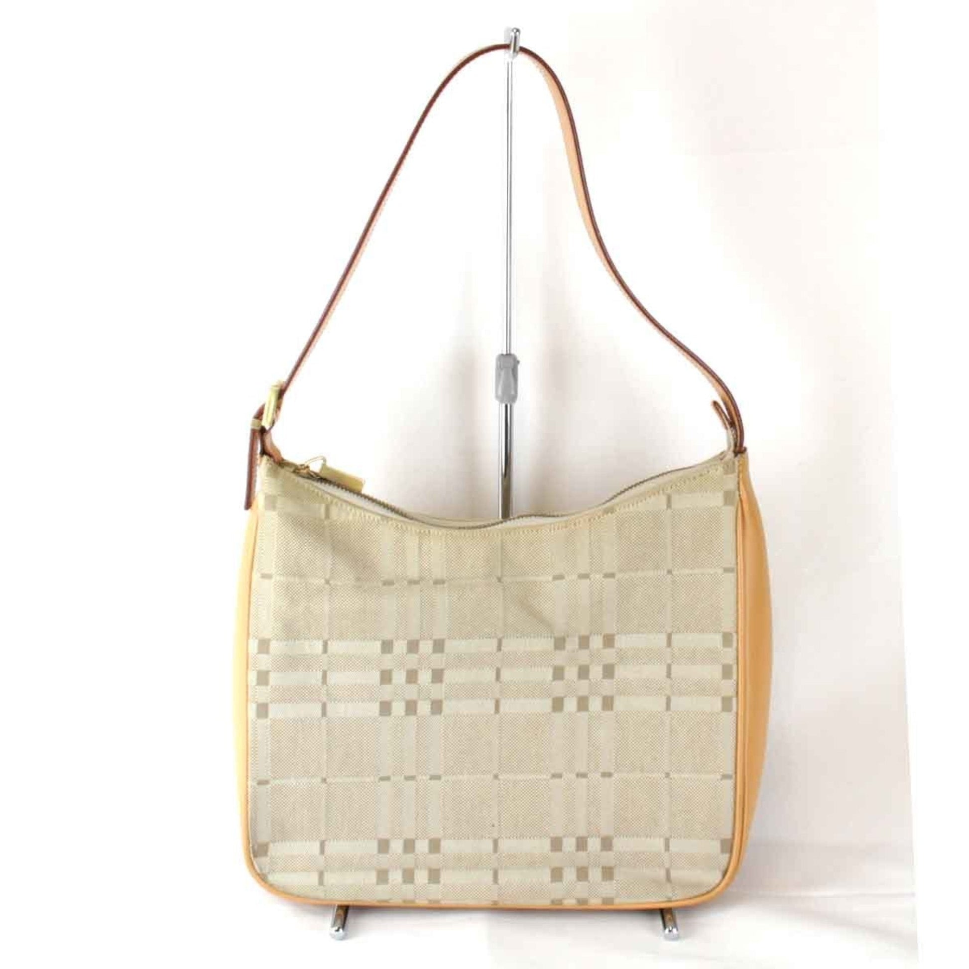Burberry Shoulder Bag Leather Canvas Brown Shoulder Bag 5