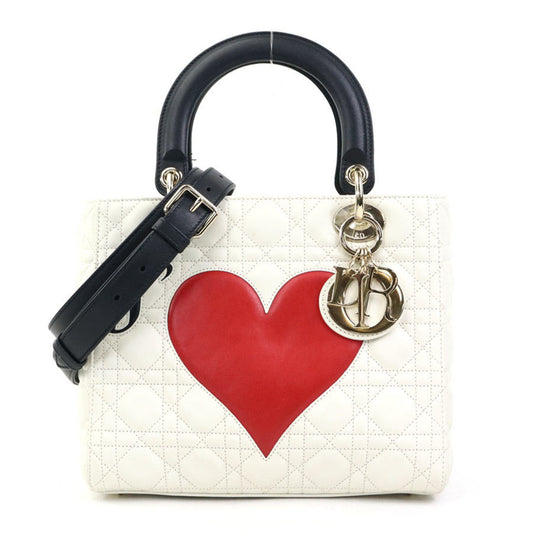 Dior Handbag Christian Color Shoulder Bag Leather Black White