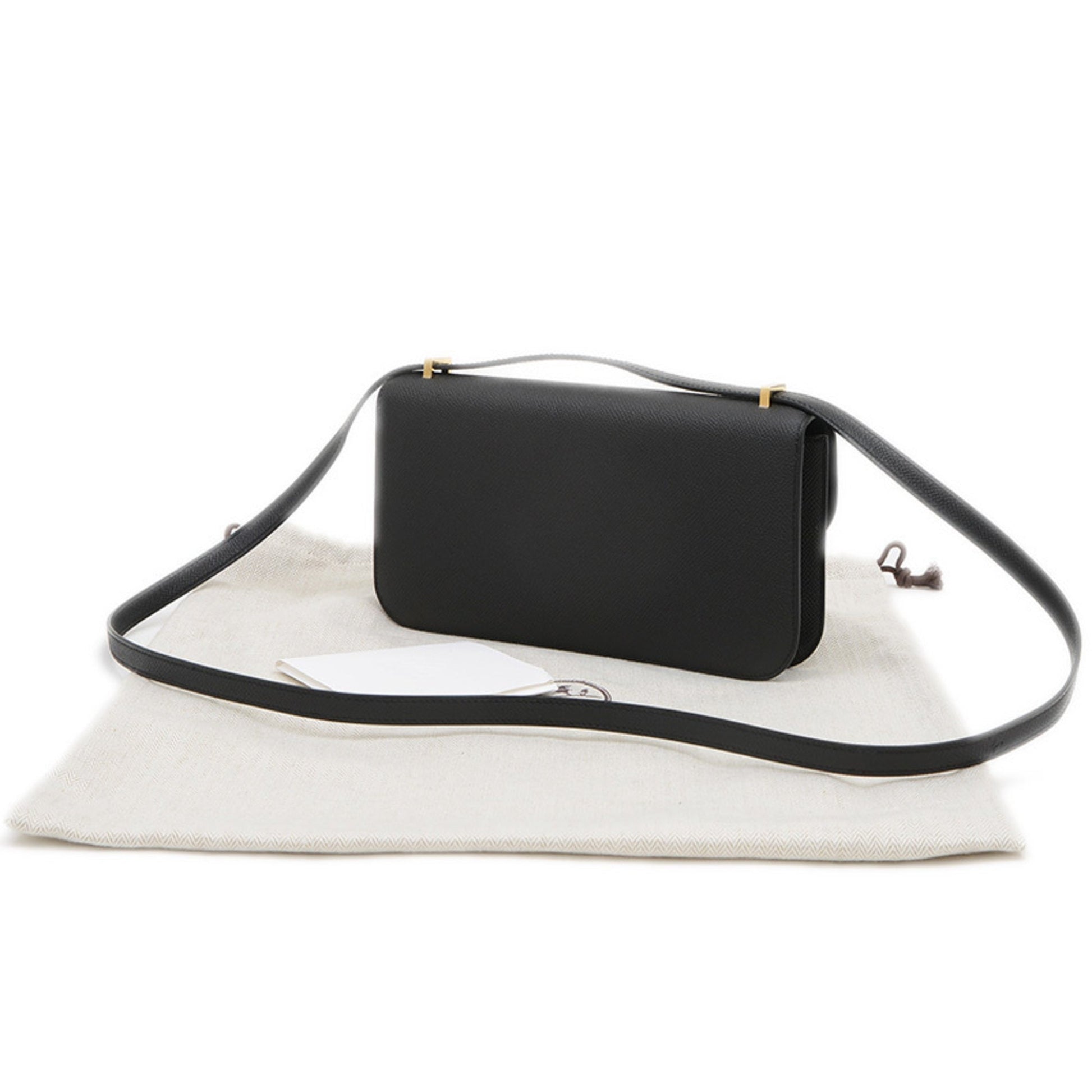 Hermes Constance Epsom Shoulder Bag Leather Black Shoulder Bag 2