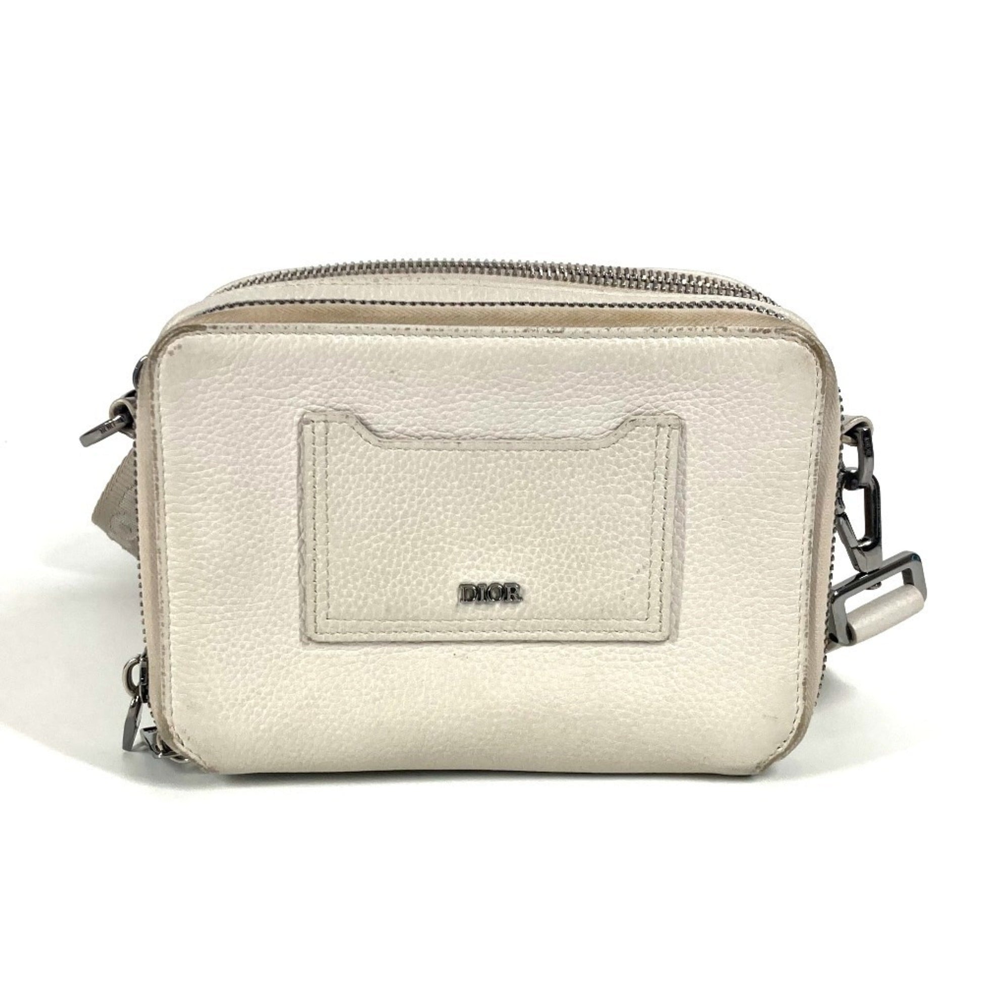 Dior Handbag Christian Ivory Shoulder Bag Leather