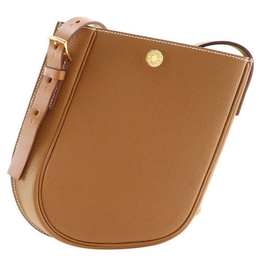 Hermes Togo Shoulder Bag Leather Brown Gold Leather Shoulder Bag