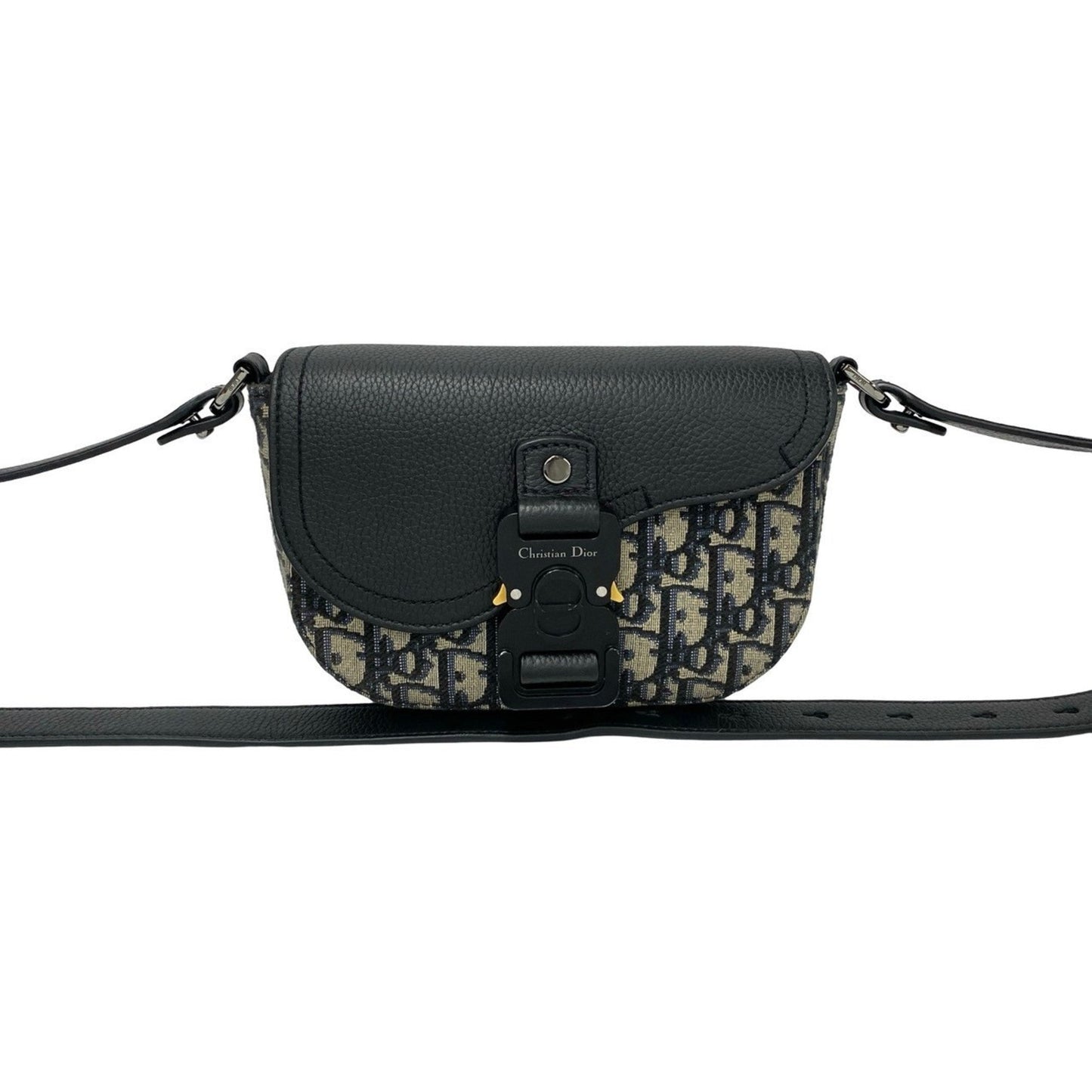 Dior Handbag Christian Pochette Shoulder Bag Leather Canvas Black