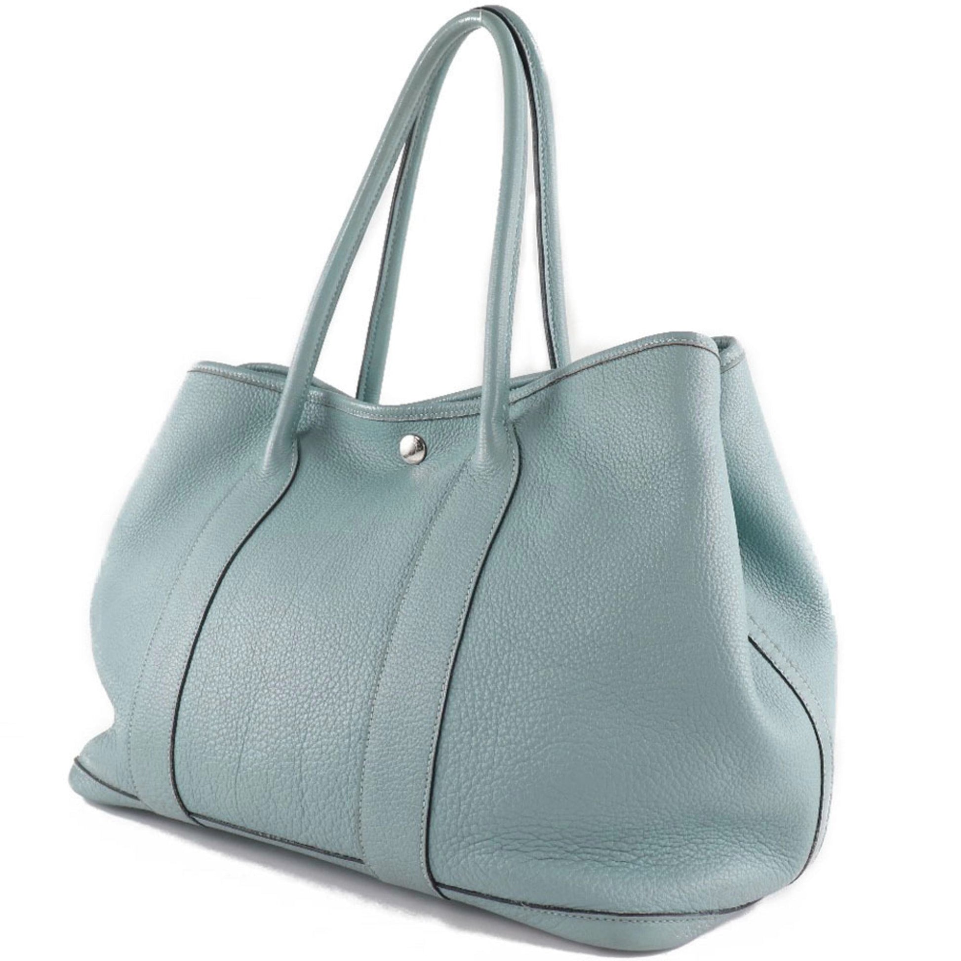 Hermes Garden Lin Light Negonda Tote Bag Leather Blue