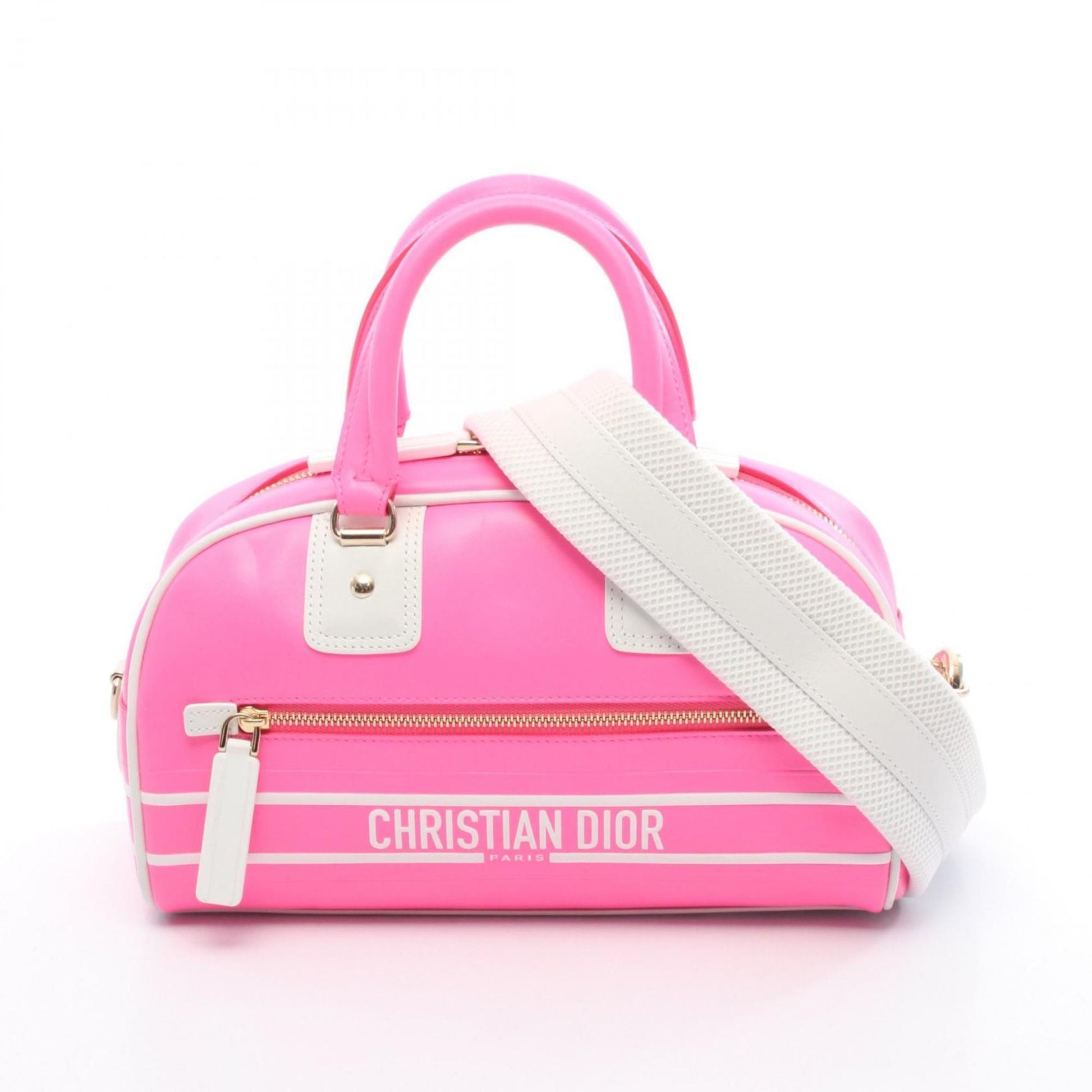 Dior Handbag Christian 2 Leather White Pink