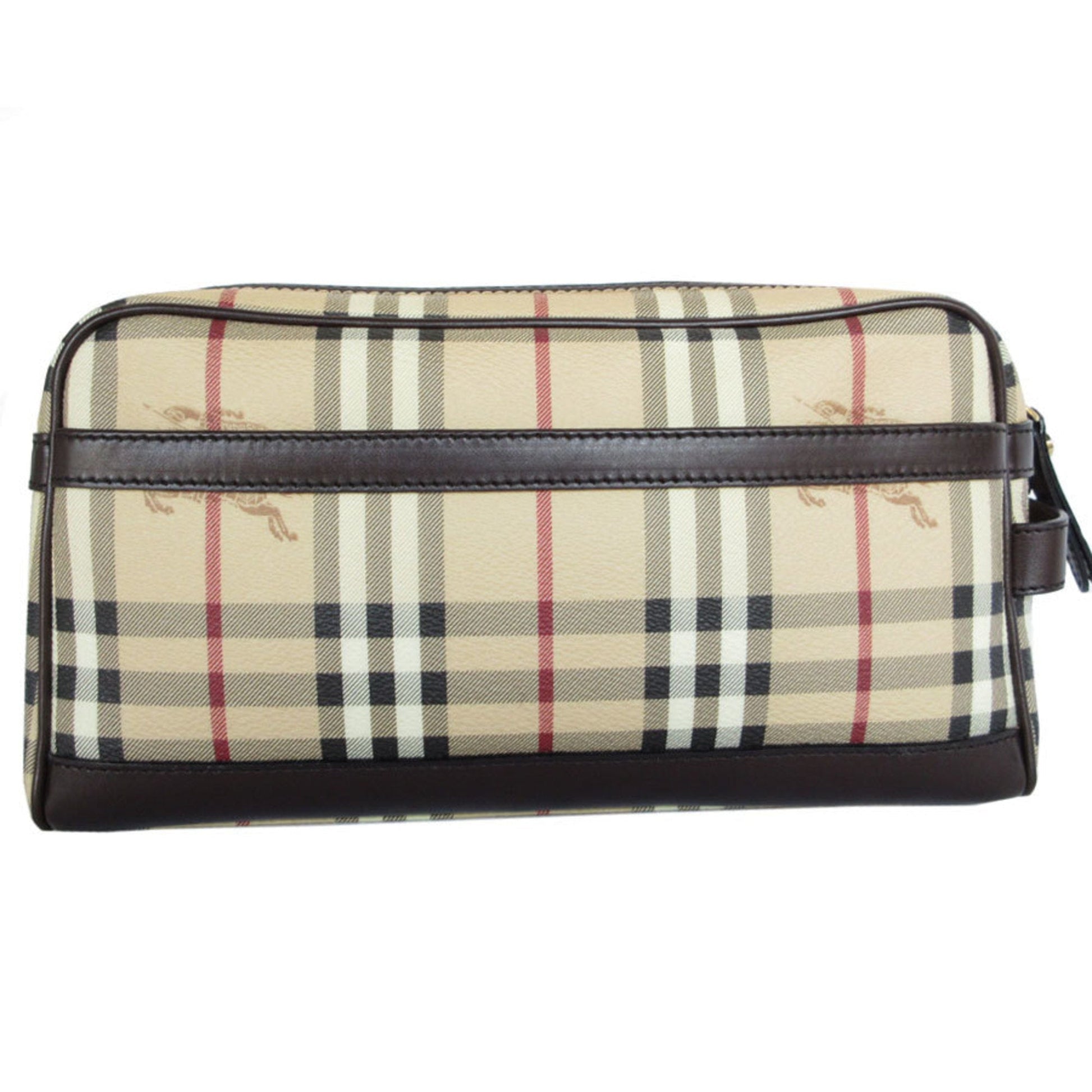 Burberry Multi Color Pvc Clutch Bag Leather Beige