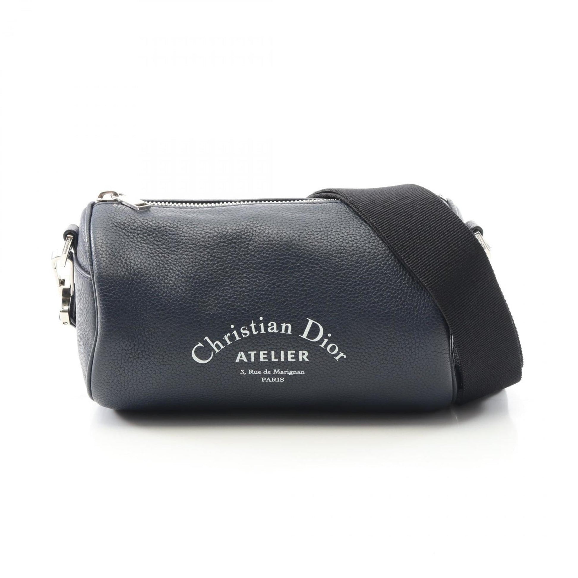 Dior Handbag Christian Shoulder Bag Leather Blue Navy