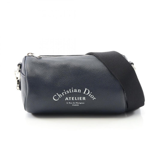 Dior Handbag Christian Shoulder Bag Leather Blue Navy
