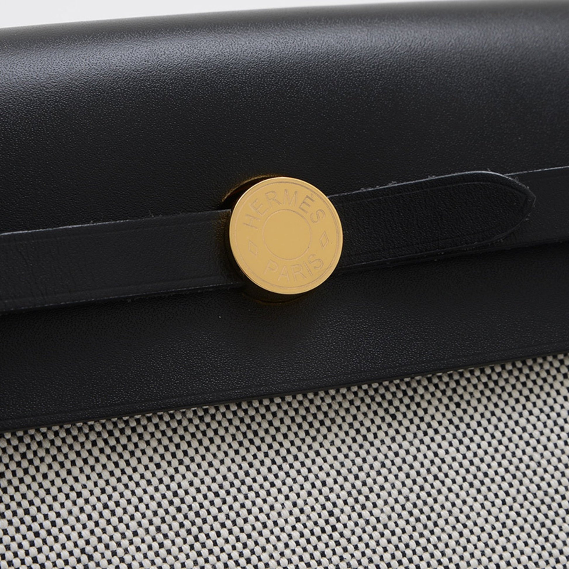 Hermes Her Bag Ecru Vache Shoulder Bag Leather Black