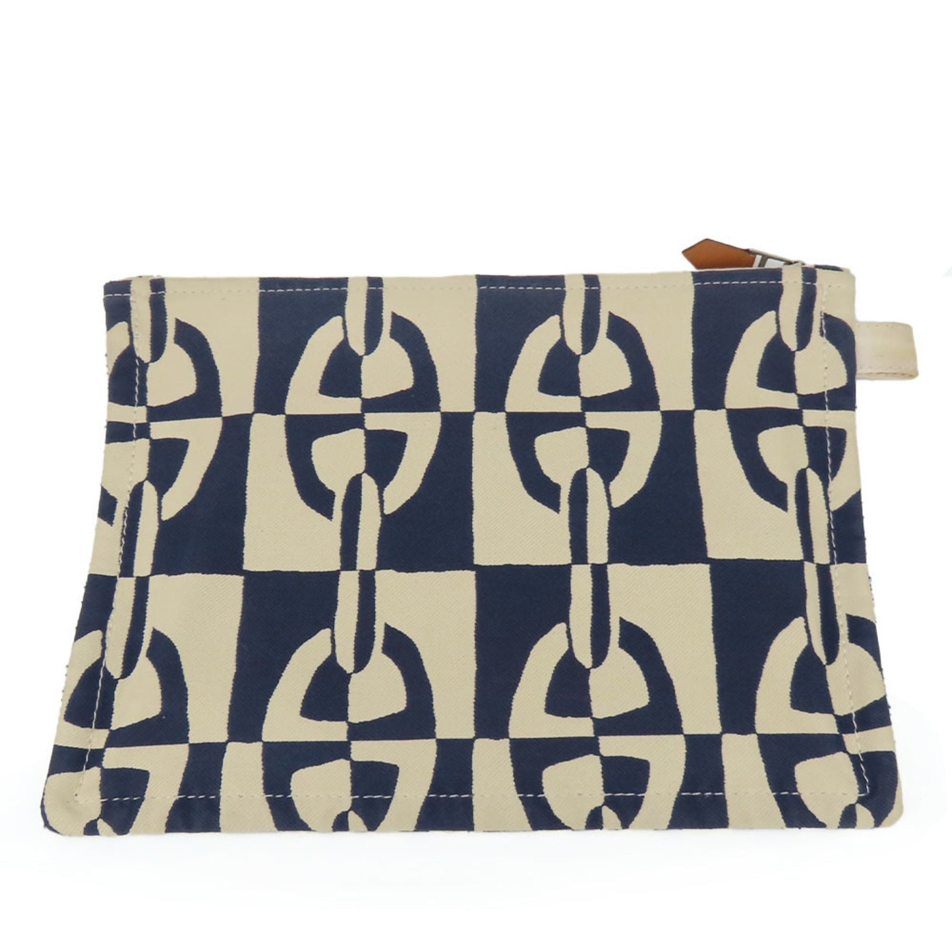 Hermes Ivory Clutch Bag Pouch Canvas Navy