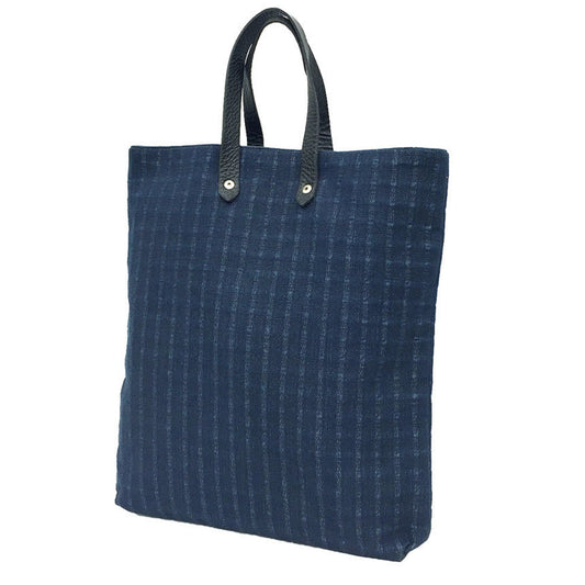 Hermes Tote Bag Leather Canvas Navy