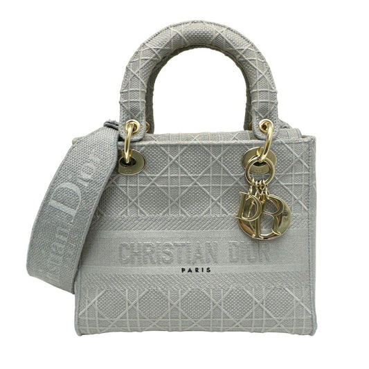 Dior Handbag Christian Shoulder Bag Canvas Gray