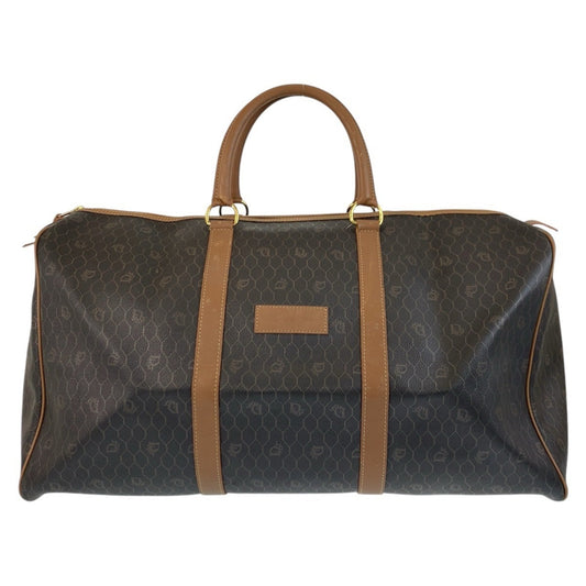 Dior Handbag Christian Pvc Boston Bag Leather Brown