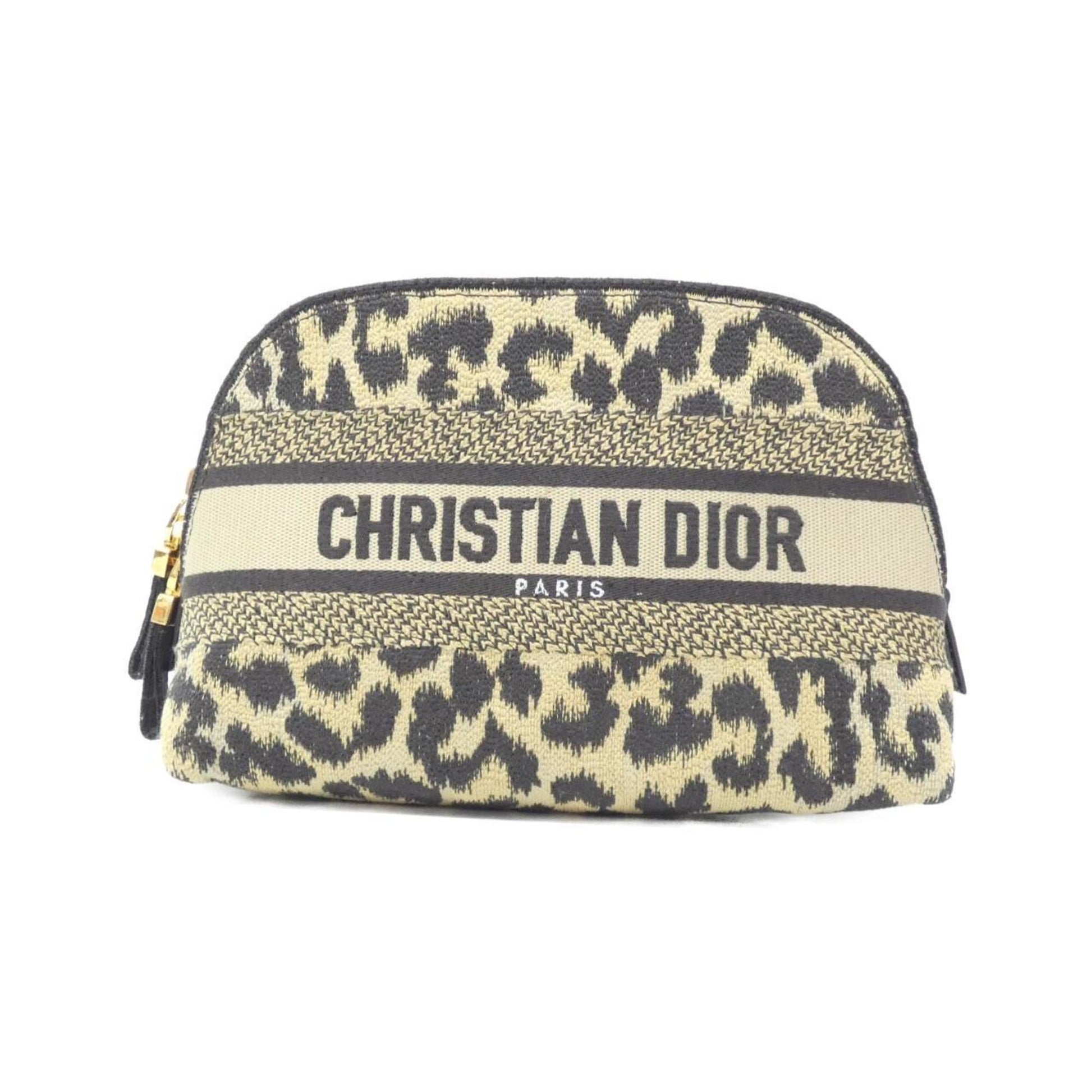 Dior Handbag Christian Pouch Canvas Black Beige Satchel Bag