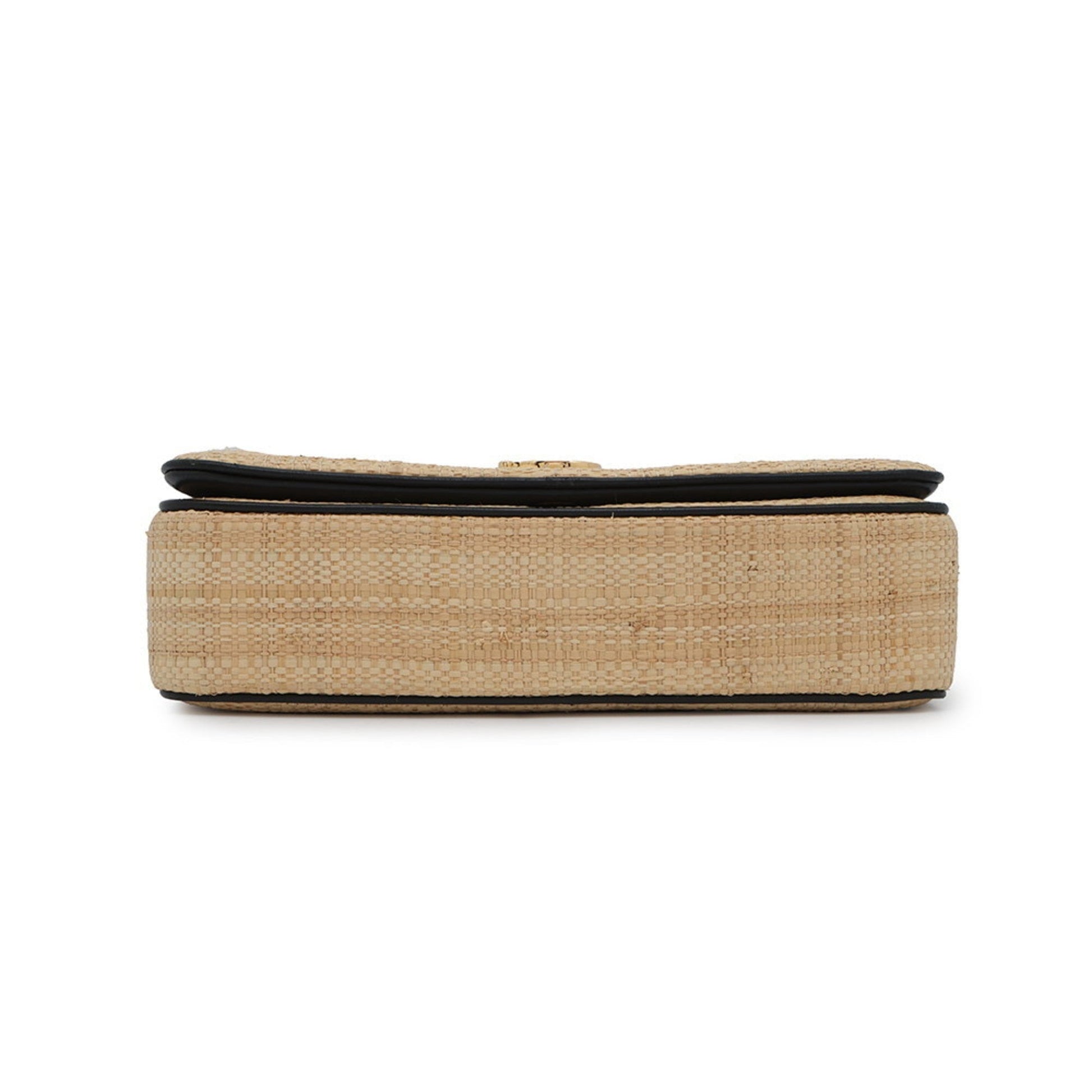Burberry Shoulder Bag Leather Raffia Beige