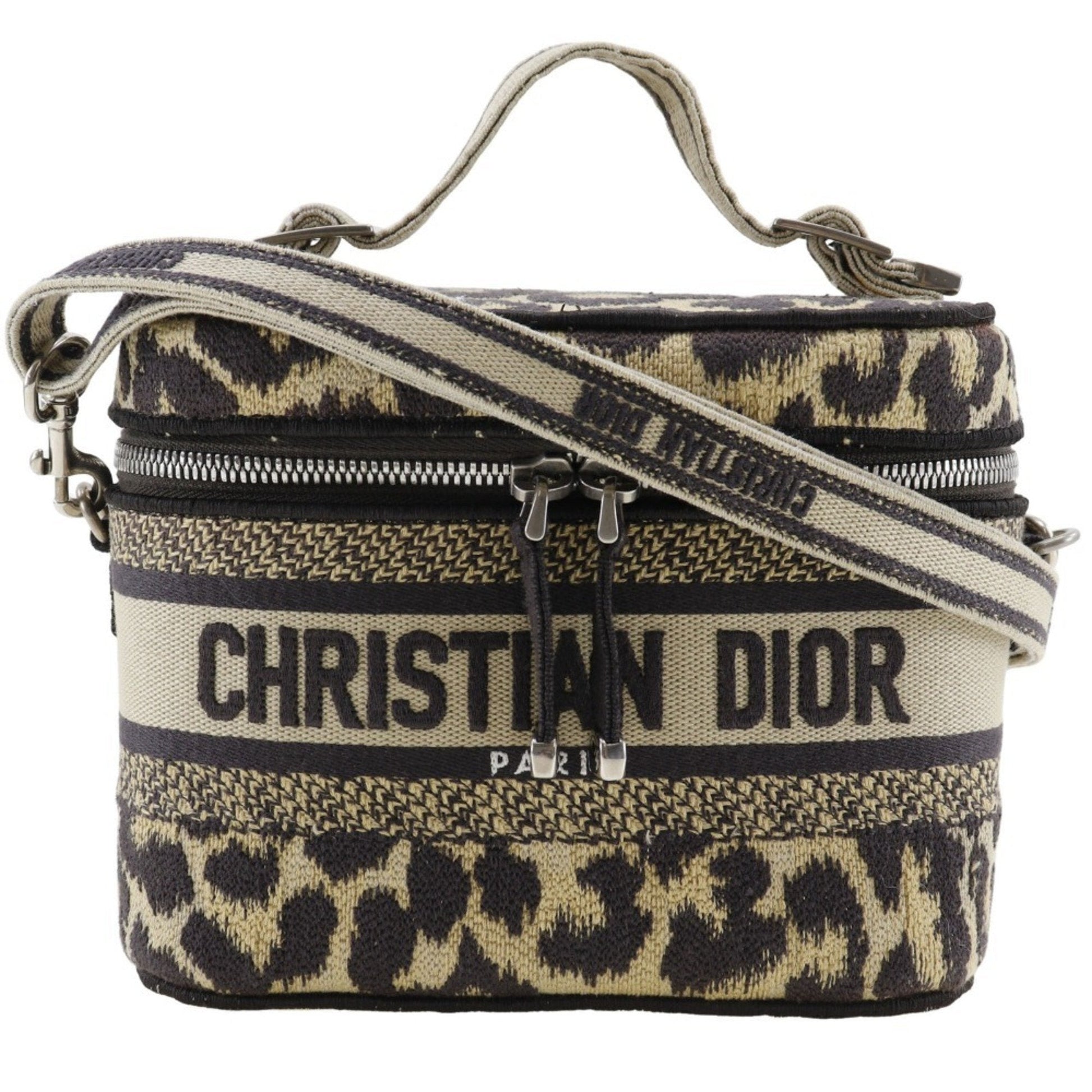Dior Handbag Christian Vanity Bag Canvas Beige