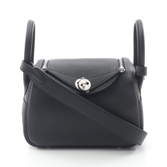Hermes Lindy Taurillon Clemence Shoulder Bag Leather Black