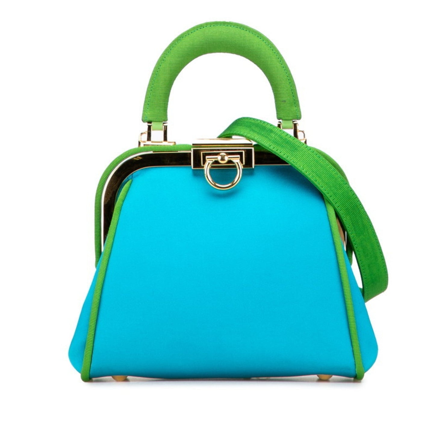 Dior Handbag Christian Shoulder Bag Canvas Satin Blue