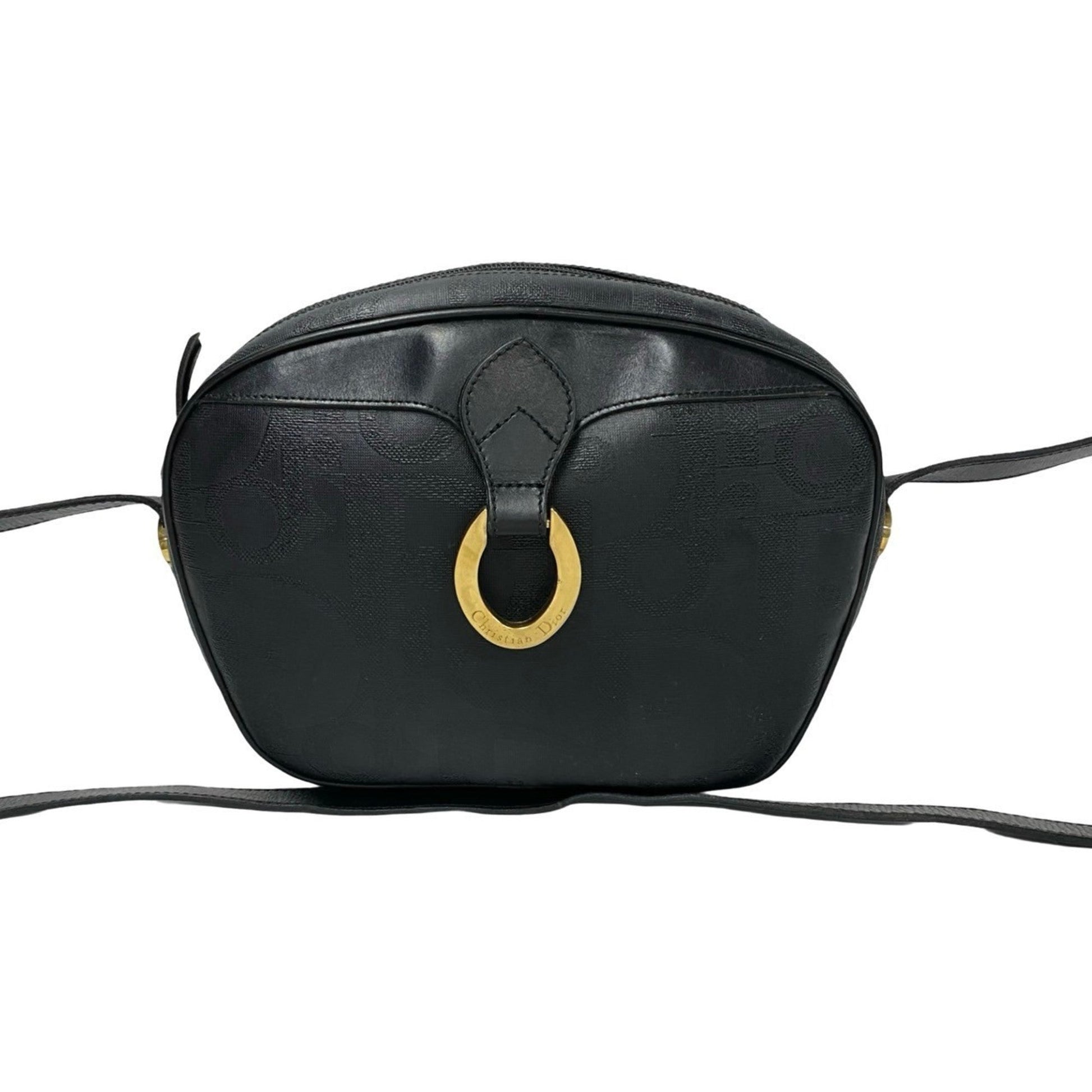 Dior Handbag Christian Pvc Pochette Shoulder Bag 2 Leather Black