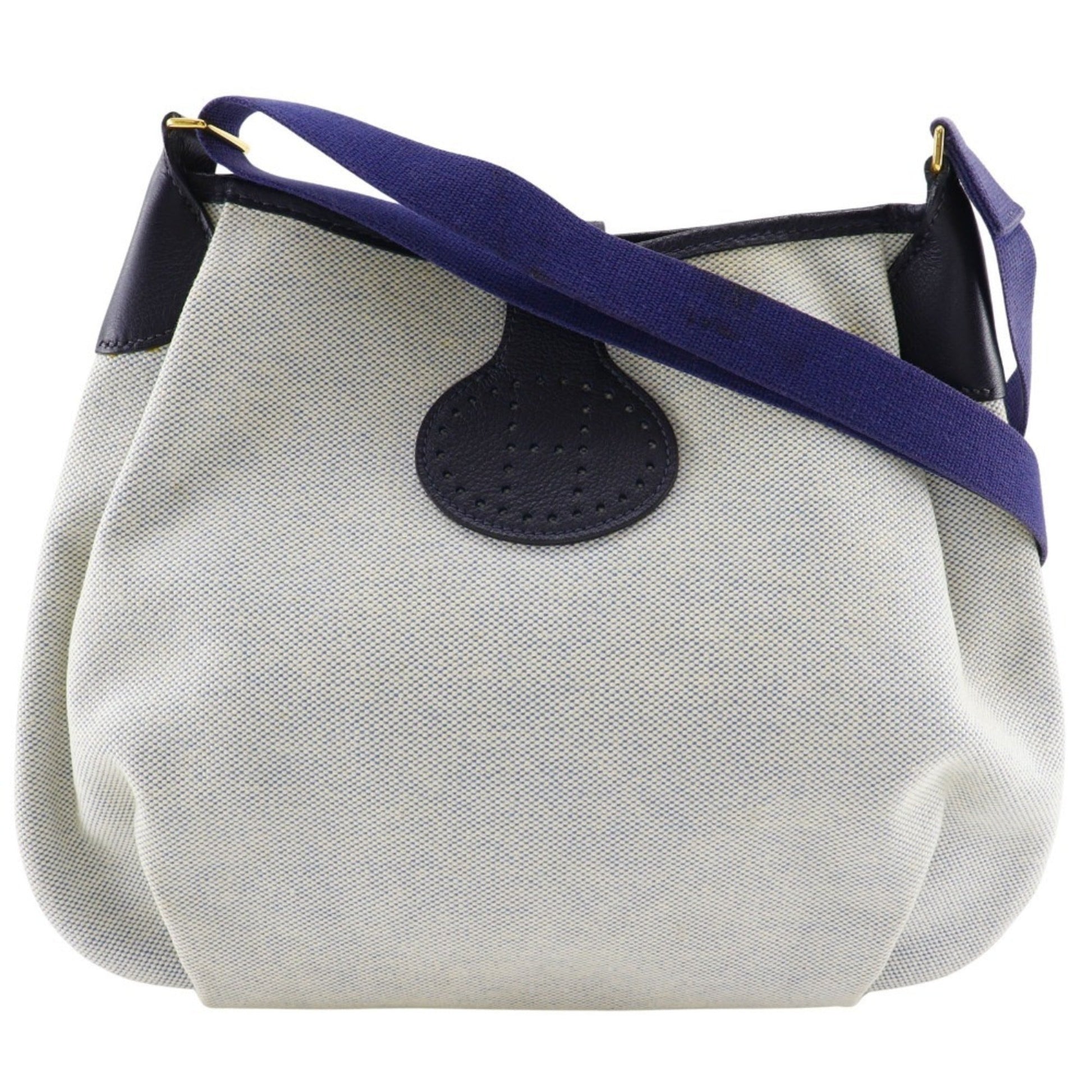 Hermes Toile Shoulder Bag Gray Navy