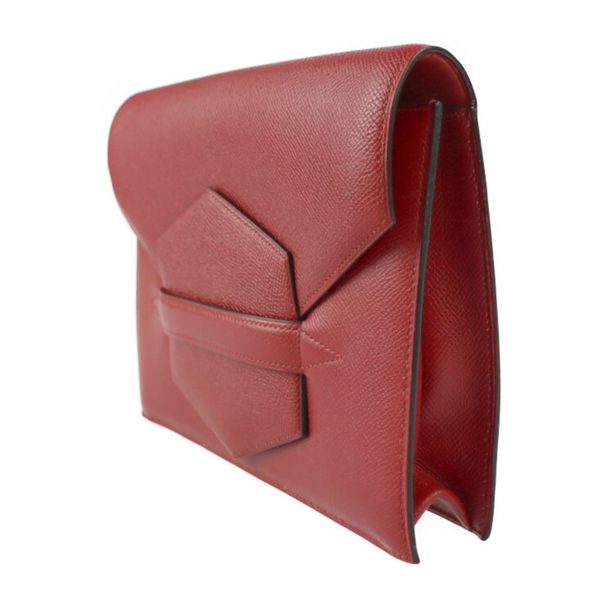 Hermes Color Courchevel Clutch Bag Leather Red