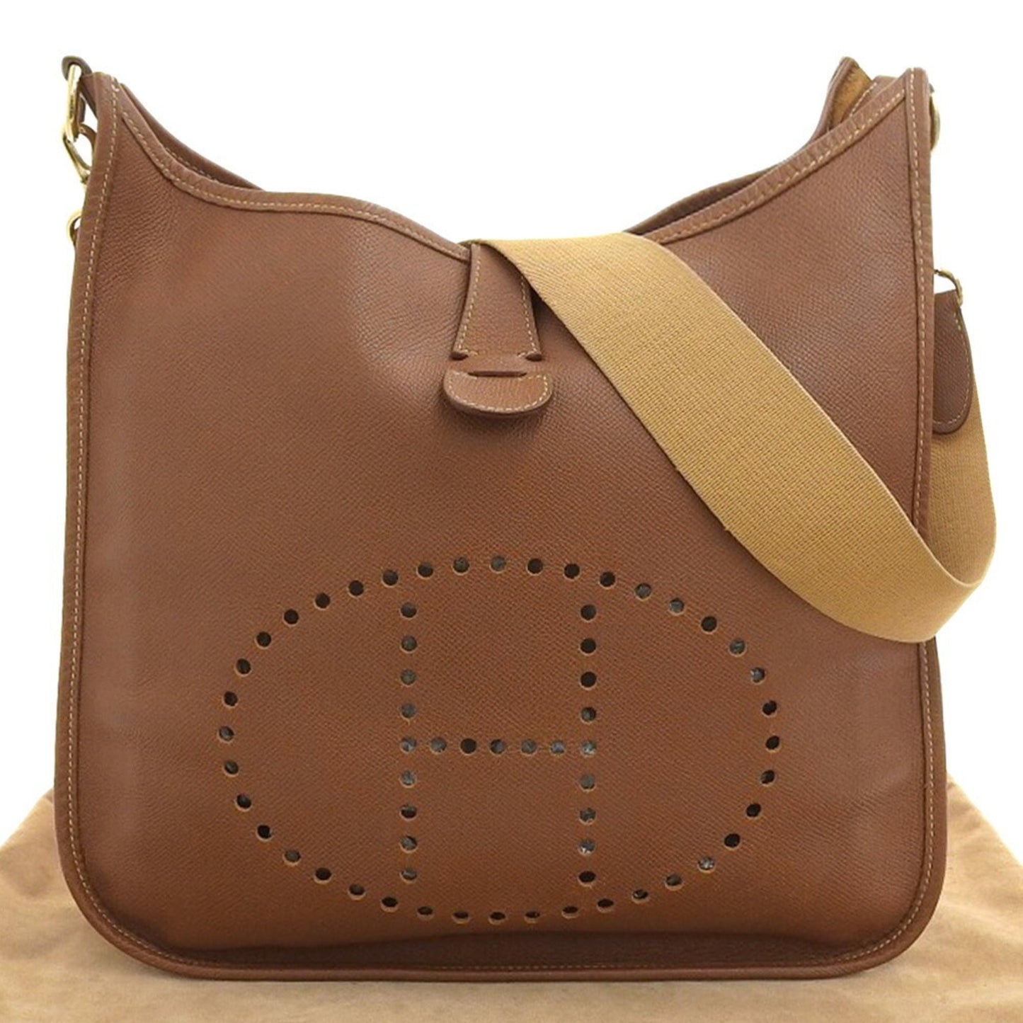 Hermes Courchevel Shoulder Bag Leather Brown