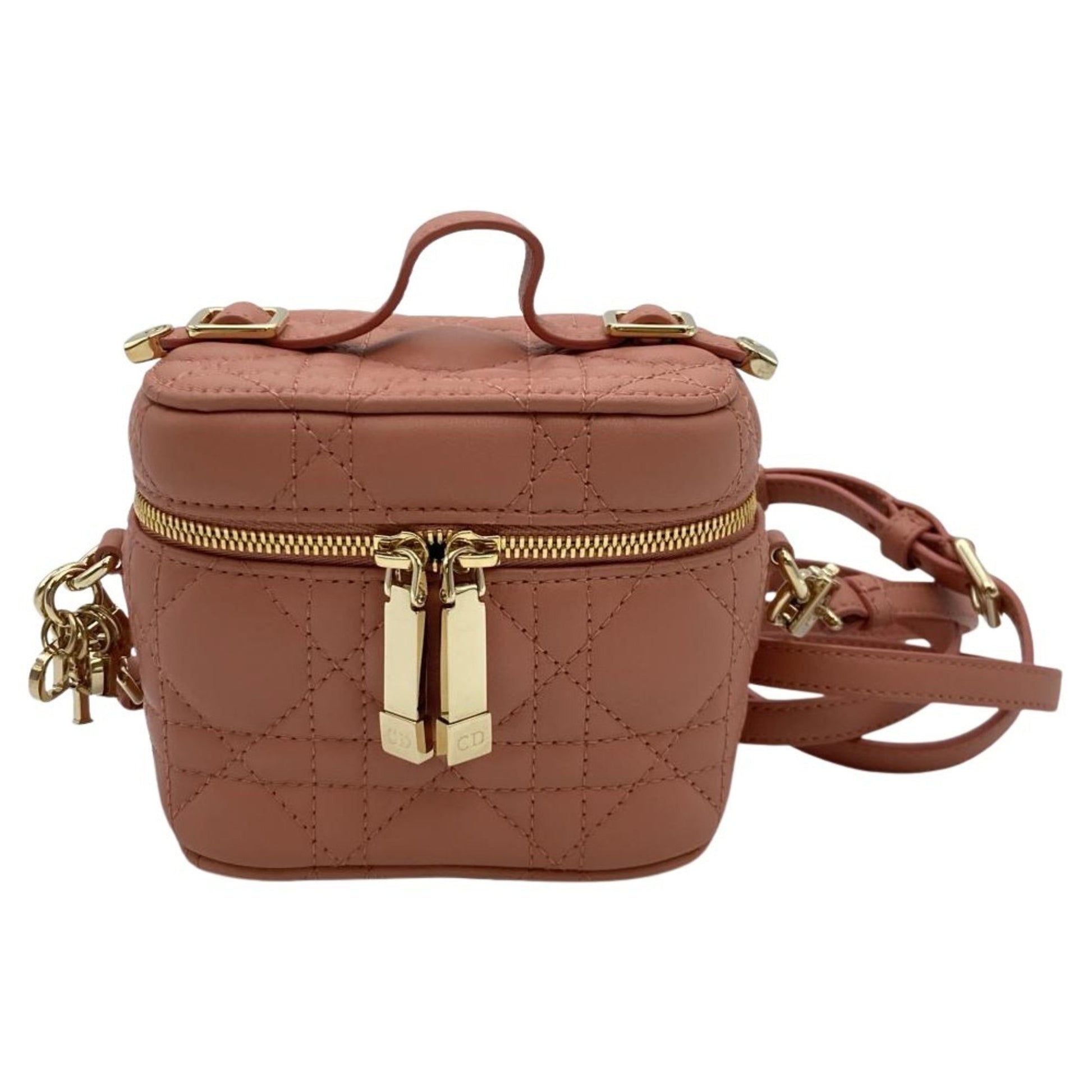 Dior Handbag Christian Shoulder Bag Vanity Bag Leather Pink