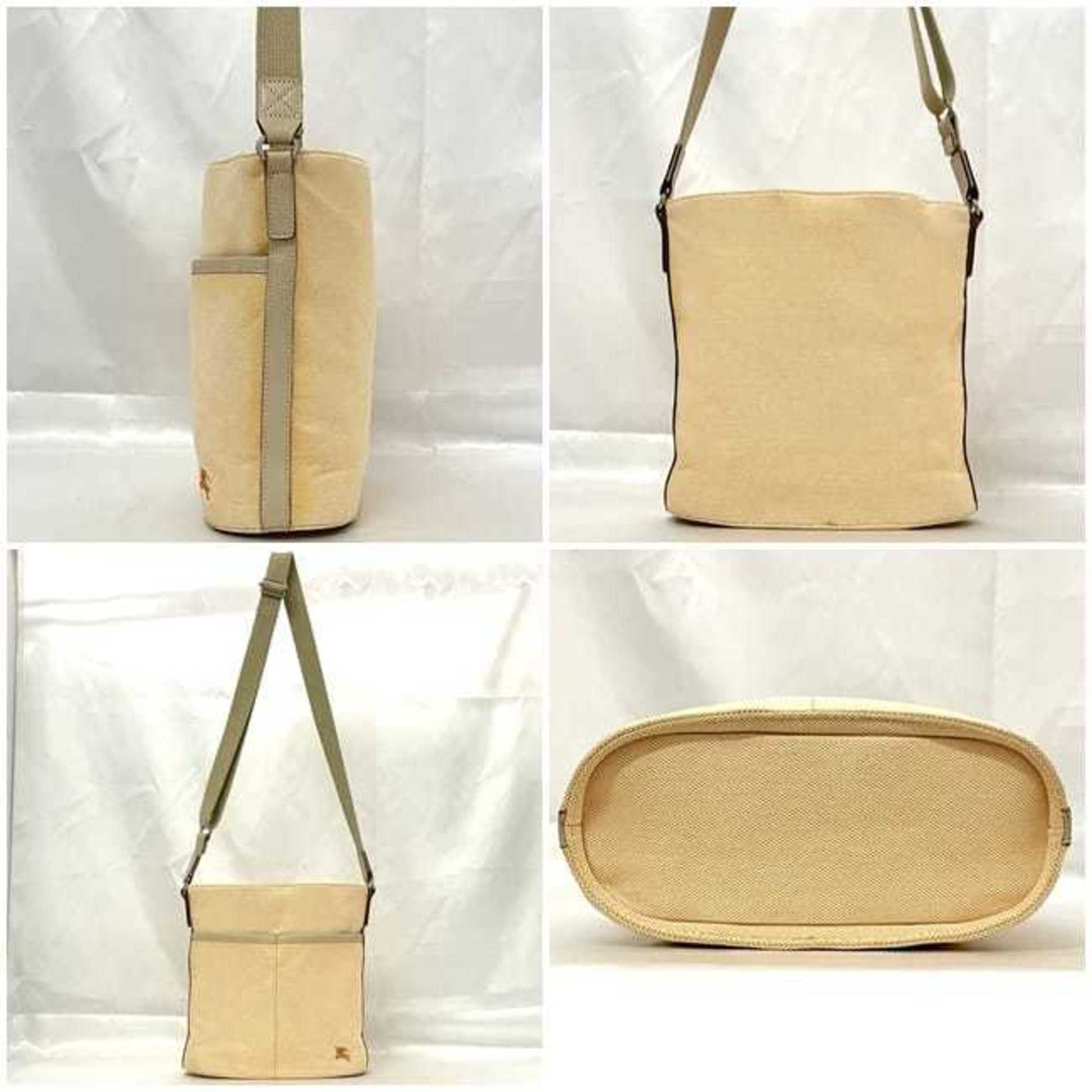 Burberry Shoulder Bag Canvas Beige Orange