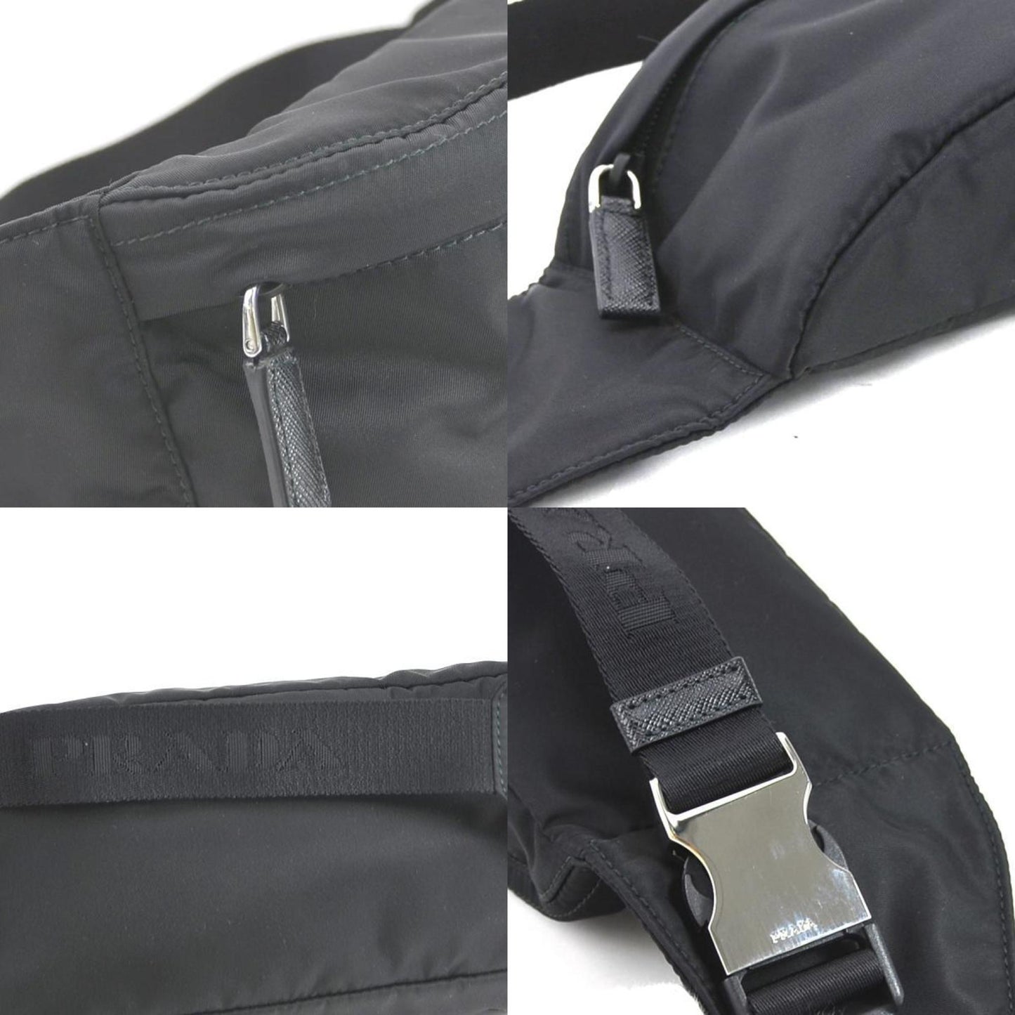 Prada Waist Bag Body Unisex Nylon Black Travel Bag