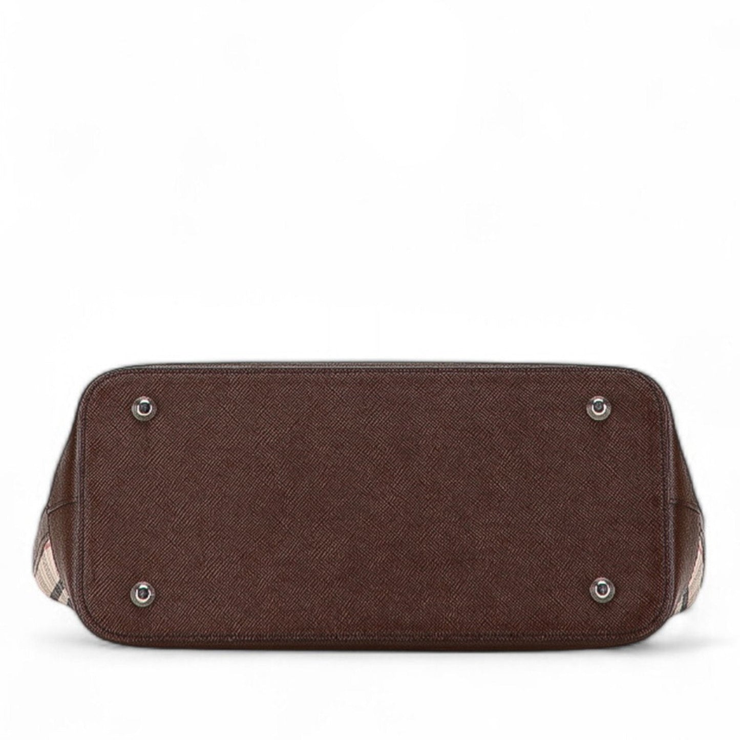Burberry Tote Bag Leather Canvas Brown