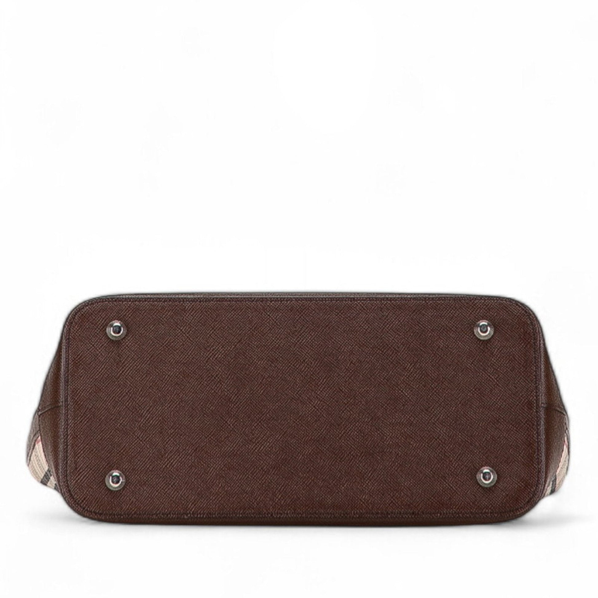 Burberry Tote Bag Leather Canvas Brown