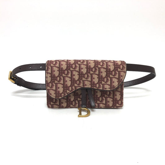 Dior Handbag Christian Bordeaux Beach Bag Fanny Pack Leather Canvas Red