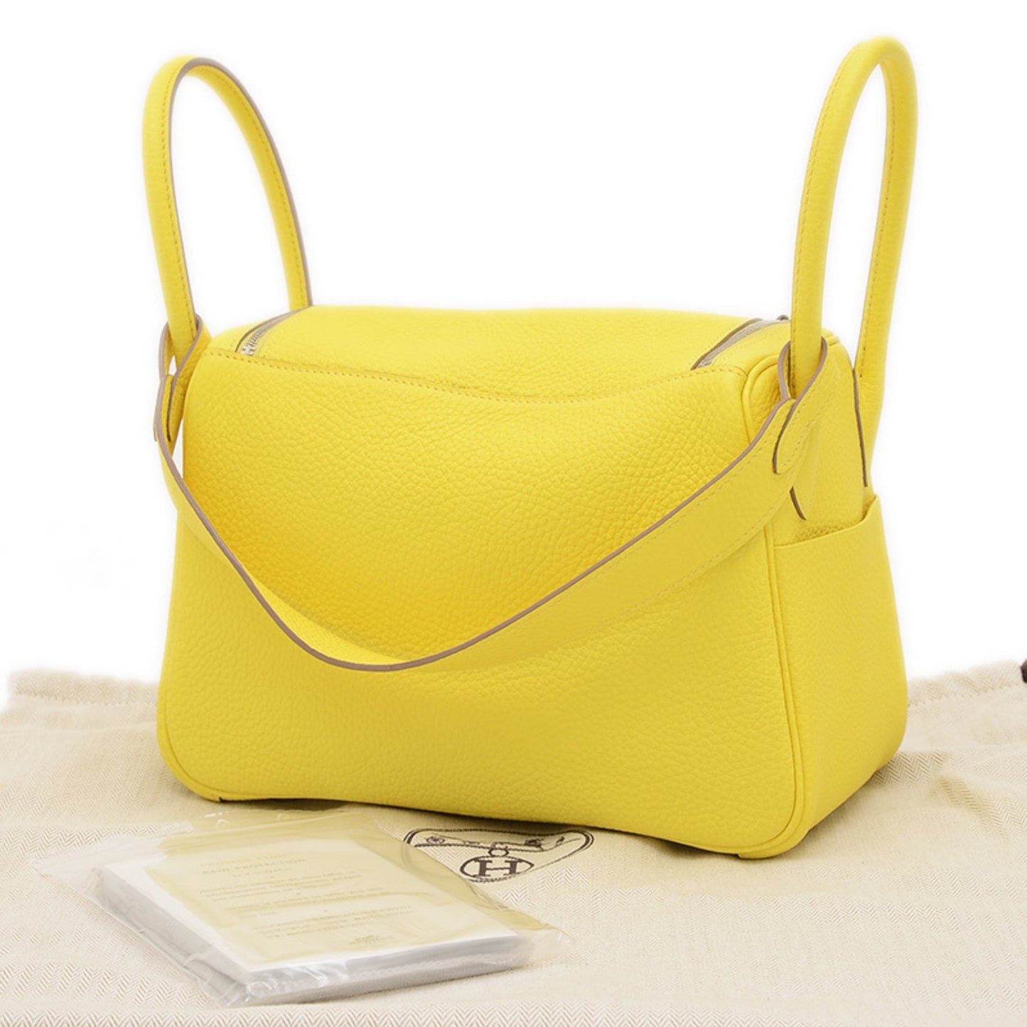 Hermes Lime Taurillon Clemence Shoulder Bag Leather