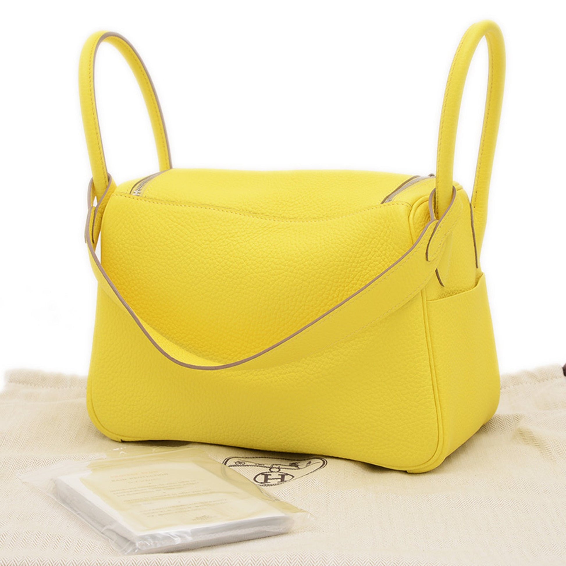 Hermes Lime Taurillon Clemence Shoulder Bag Leather