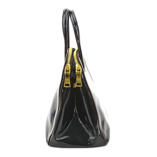 Prada Handbag Shoulder Bag Unisex Leather Patent Black