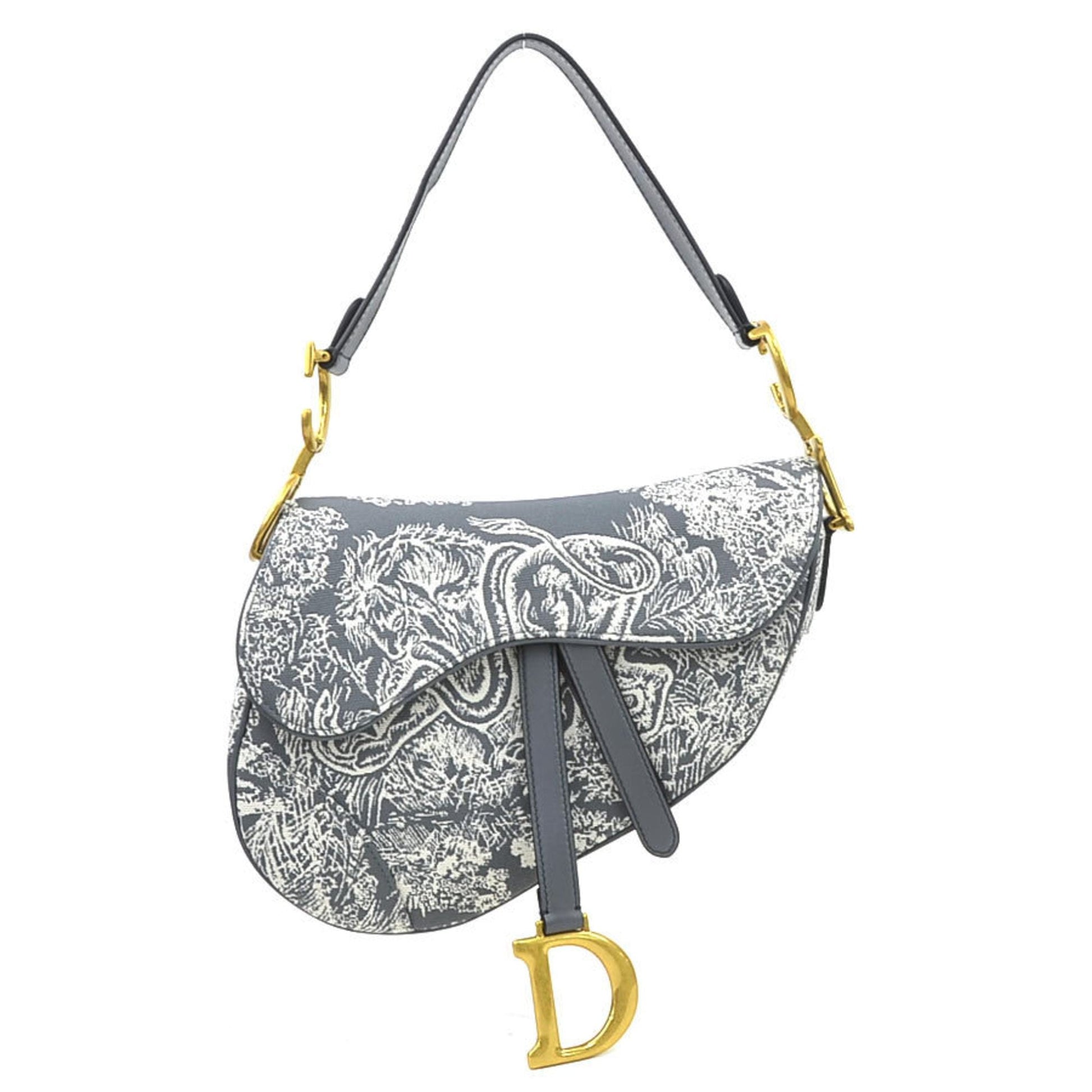 Dior Handbag Christian Off- Shoulder Bag Leather Canvas White