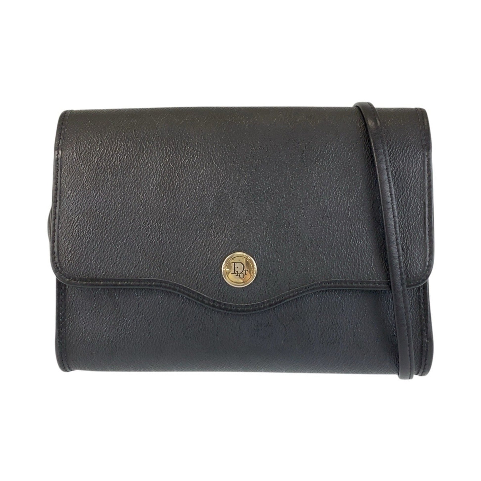 Dior Handbag Christian Pvc Shoulder Bag Leather Black