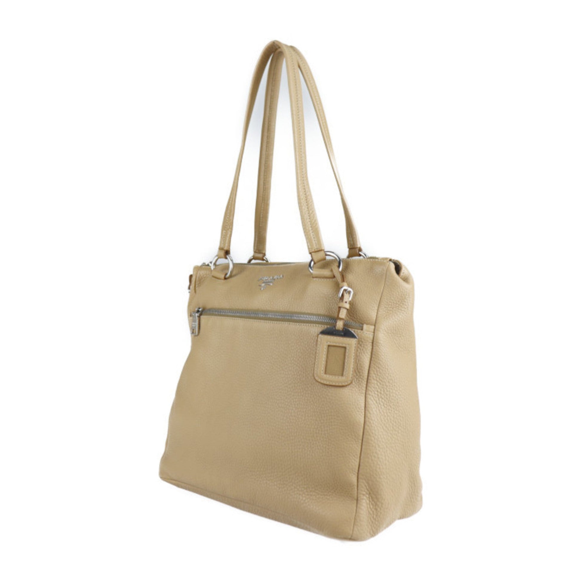 Prada Tote Bag Leather Beige