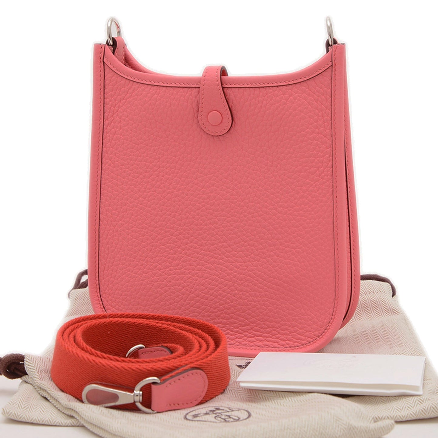Hermes Rose Azalee Taurillon Clemence Shoulder Bag Leather