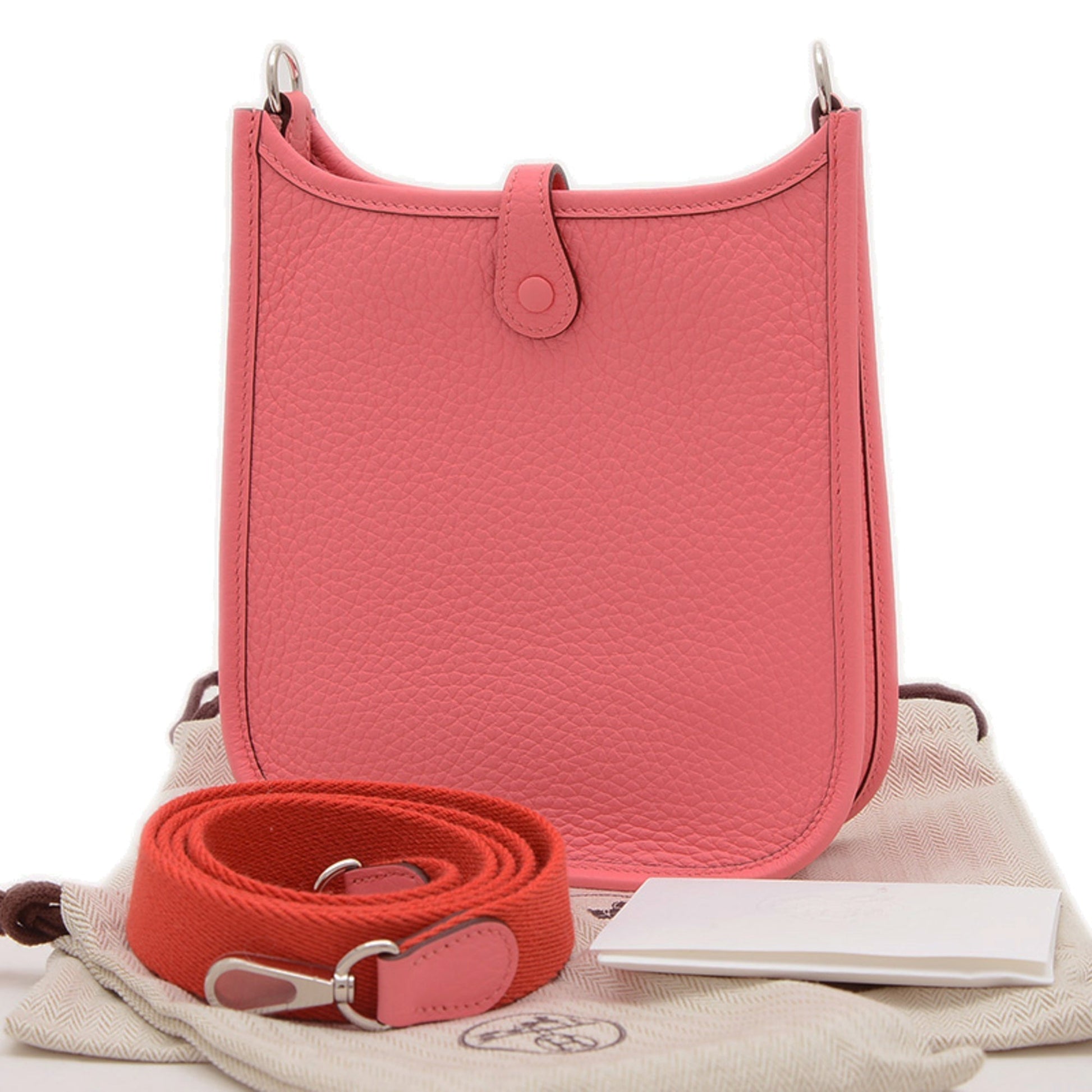 Hermes Rose Azalee Taurillon Clemence Shoulder Bag Leather