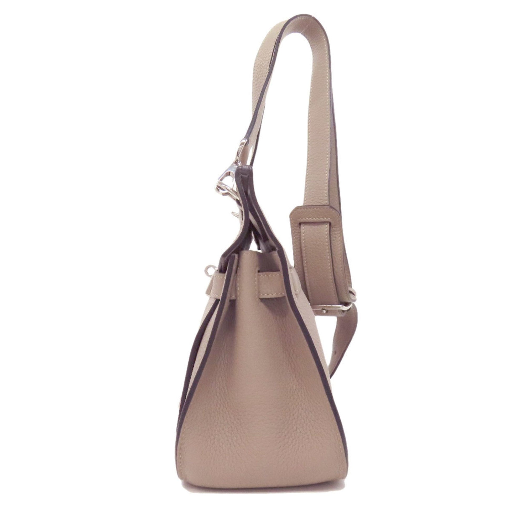 Hermes Taurillon Clemence Shoulder Bag Leather Gray Leather Shoulder Bag