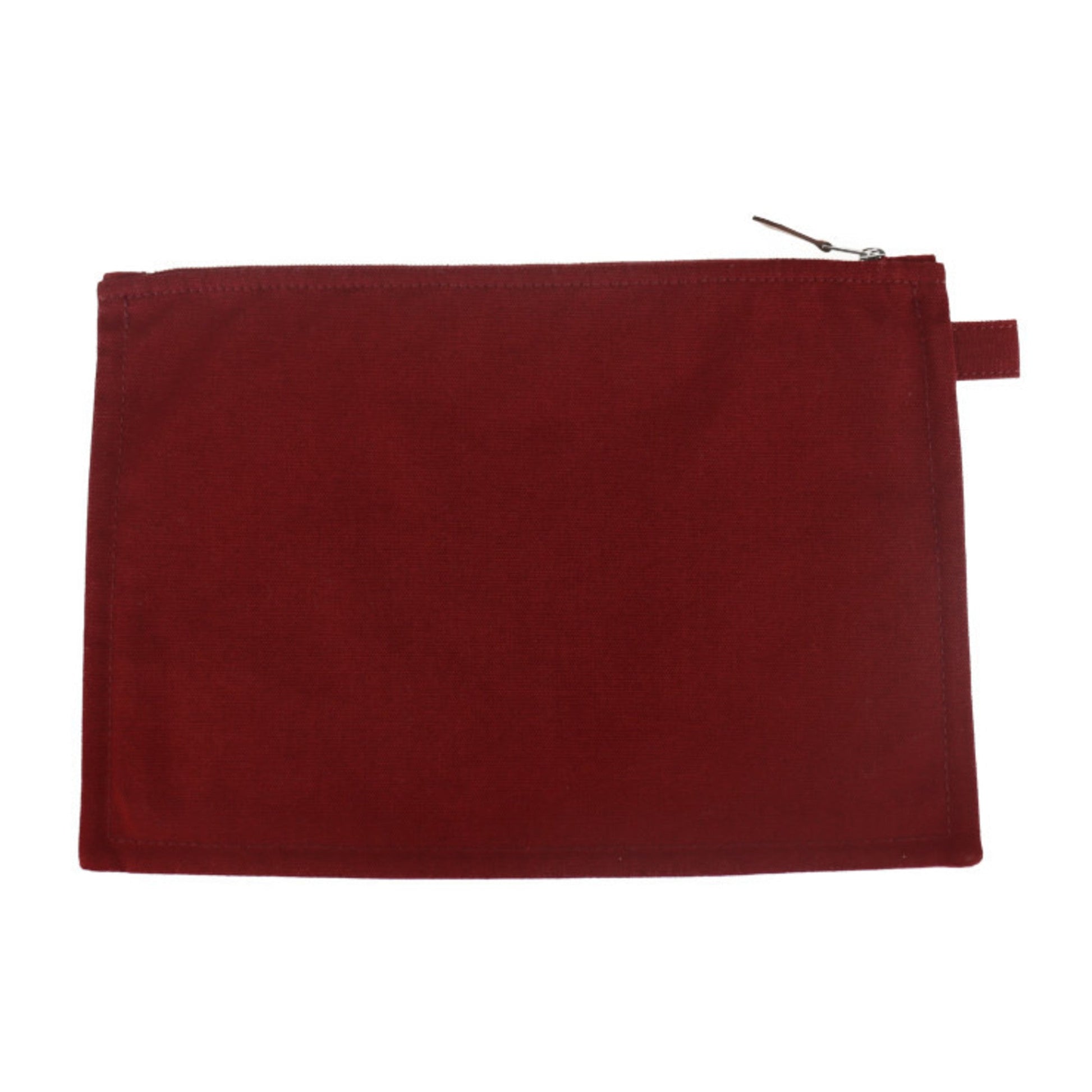 Hermes Bordeaux Cotton Clutch Bag Pouch Leather Canvas