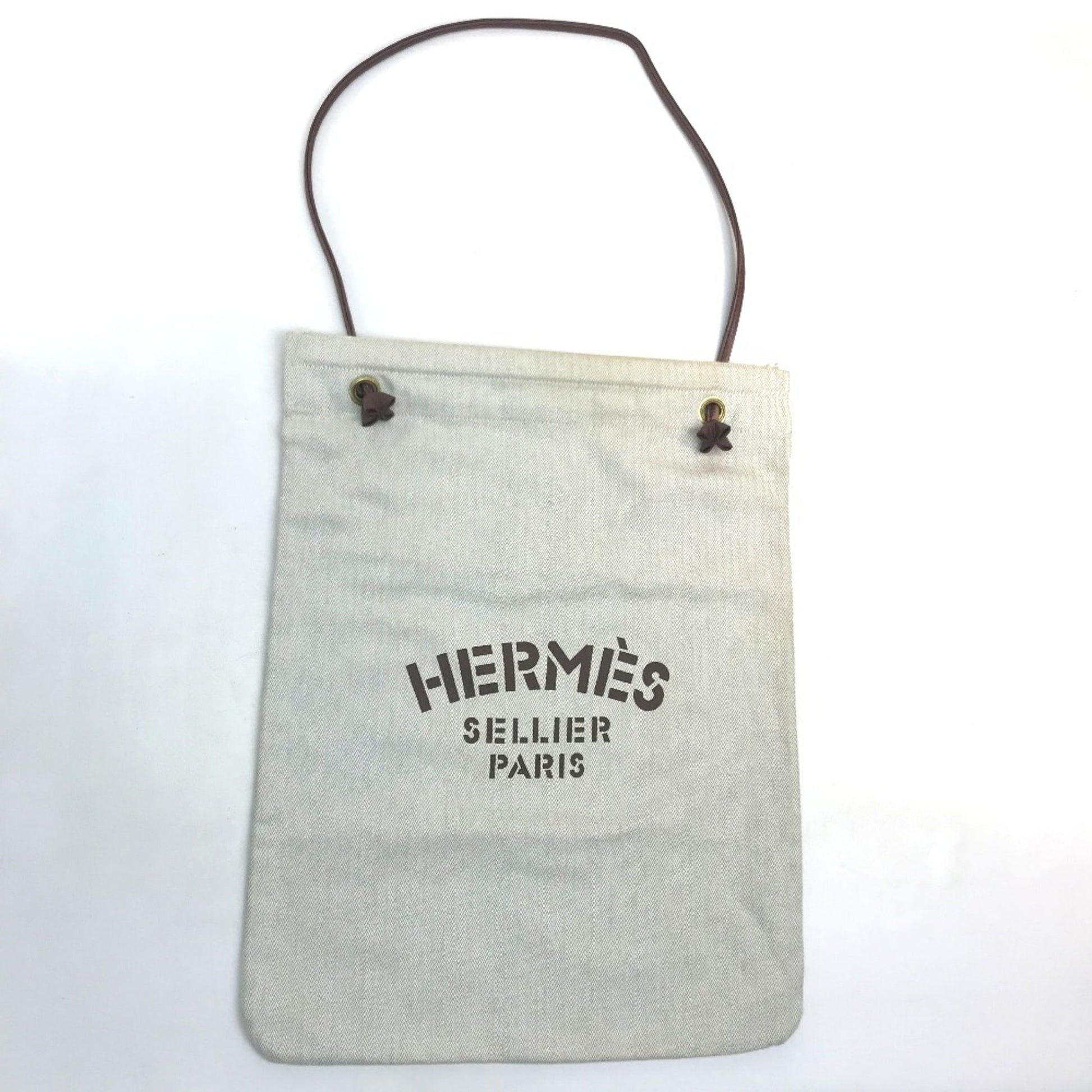 Hermes Natural Shoulder Bag Tote Bag Canvas