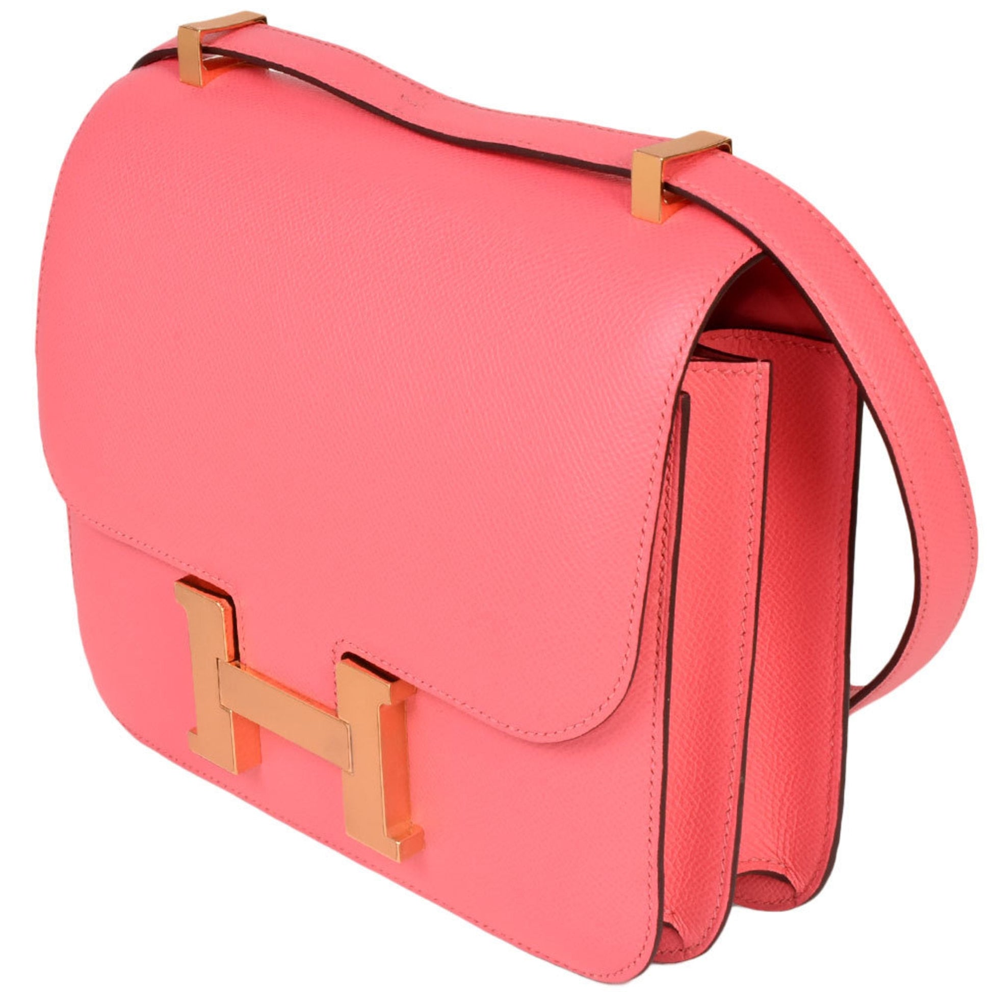 Hermes Constance Rose Azalee Evercalf Shoulder Bag Leather Pink