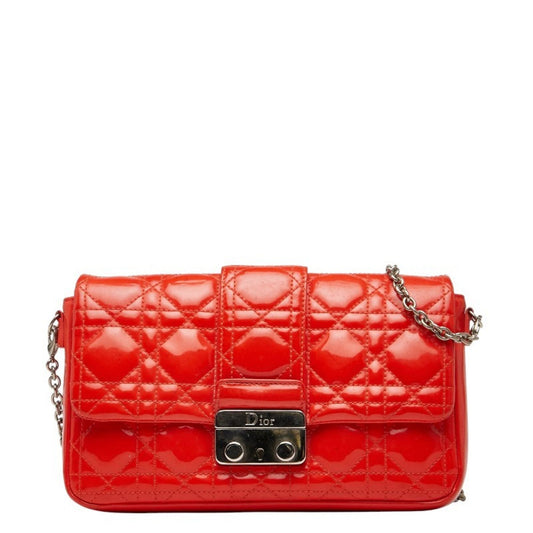 Dior Handbag Christian Shoulder Bag Leather Orange