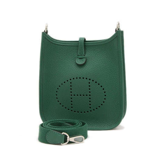 Hermes Vert Bengal Taurillon Clemence Shoulder Bag Leather