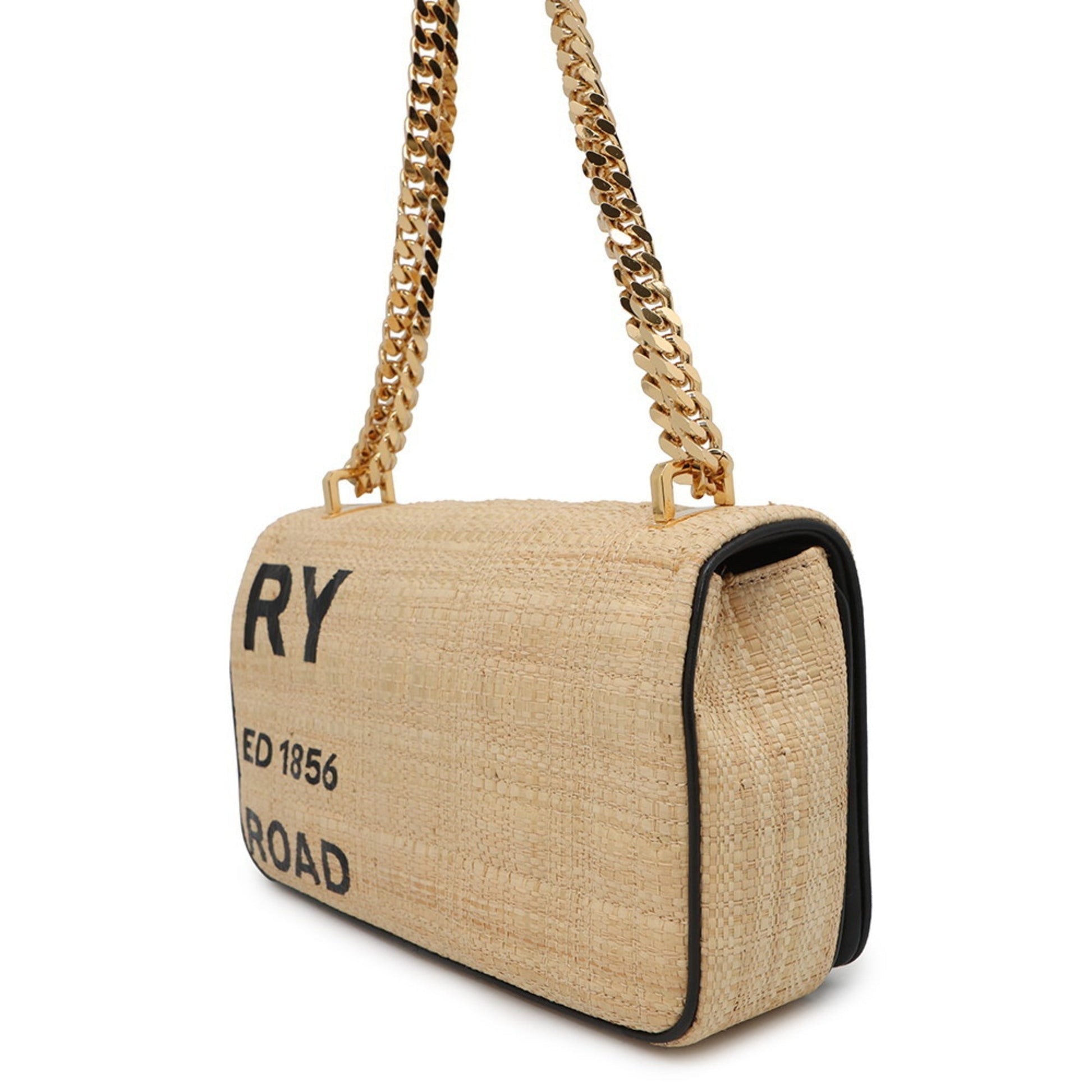 Burberry Shoulder Bag Leather Raffia Beige